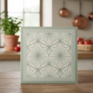 Azulejo De Cerâmica Padrão Geométrico Abstrato Moderno #22 Verde ID119