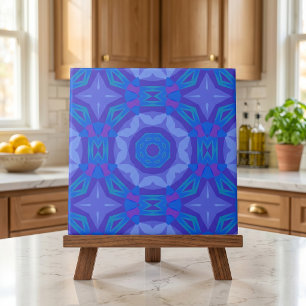 Azulejo De Cerâmica Padrão Geométrico Abstrato mosaico de Blue Ethnic
