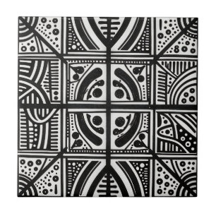 Azulejo De Cerâmica Padrão Geométrico Abstrato Preto Branco