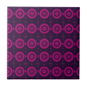 Azulejo De Cerâmica Padrão Geométrico Africano em Círculo Magenta Deco