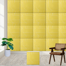Azulejo De Cerâmica Padrão Geométrico Amarelo e Branco