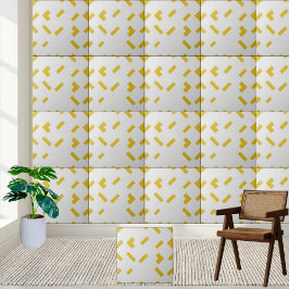 Azulejo De Cerâmica Padrão Geométrico Amarelo e Branco Moderno