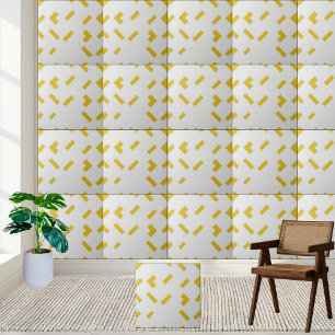Azulejo De Cerâmica Padrão Geométrico Amarelo e Branco Moderno