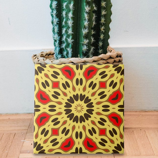 Azulejo De Cerâmica Padrão Geométrico Amarelo Negro Oriental (Criador carregado)