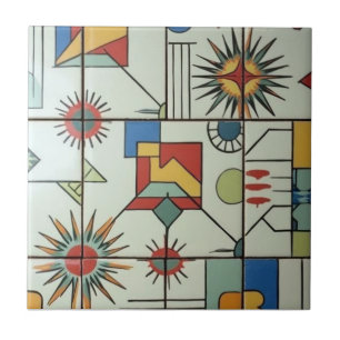 Azulejo De Cerâmica Padrão Geométrico Atômico Moderno de Meados do Séc