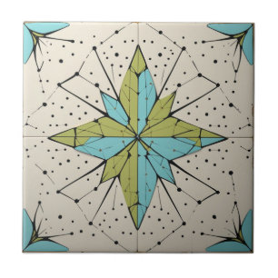 Azulejo De Cerâmica Padrão Geométrico Atômico Moderno Retro de Meados