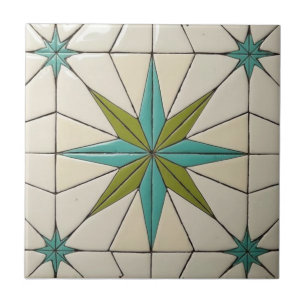 Azulejo De Cerâmica Padrão Geométrico Atômico Moderno Retro de Meados