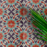 Azulejo De Cerâmica Padrão Geométrico Aztec de Motifs Com Distância Vi<br><div class="desc">Esse azulejo cerâmico apresenta um design geométrico cativante que ecoa a intrincada arte dos padrões tradicionais asteca ou maia. O estilo gráfico é caracterizado por suas formas simétricas e angulares, criando um apelo visual ousado e dinâmico. A paleta de cores ricas apresenta tons vibrantes de vermelho, azul e lacre, que...</div>