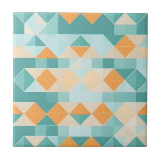 Azulejo De Cerâmica Padrão geométrico azul e laranja
