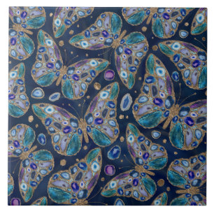 Azulejo De Cerâmica Padrão Geométrico Azul e Roxo