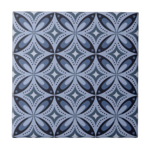Azulejo De Cerâmica Padrão Geométrico Azul Estilo Retro