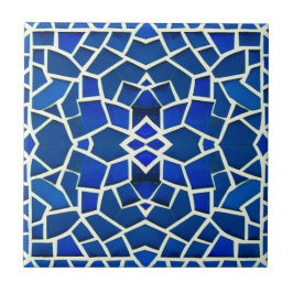 Azulejo De Cerâmica Padrão geométrico branco-azul-mosaico marroquino