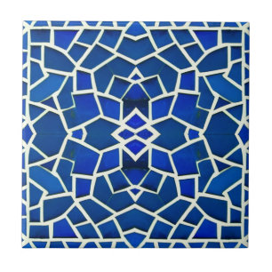 Azulejo De Cerâmica Padrão geométrico branco-azul-mosaico marroquino