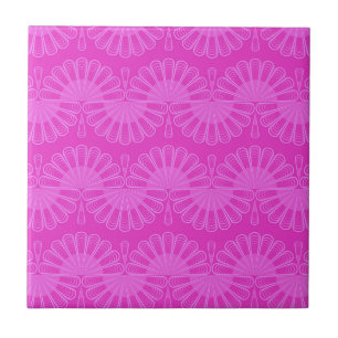 Azulejo De Cerâmica padrão geométrico brilhante rosa néon