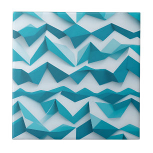 Azulejo De Cerâmica Padrão Geométrico Chevron 3D em Azul Turquesa