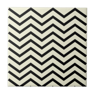 Azulejo De Cerâmica Padrão Geométrico Chevron Negra e Branca Zig Zag