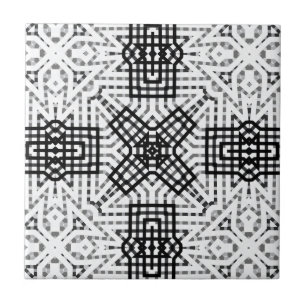 Azulejo De Cerâmica Padrão geométrico de aberturas brancas e pretas An
