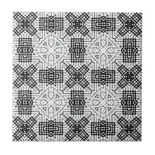 Azulejo De Cerâmica Padrão geométrico de aberturas brancas e pretas An