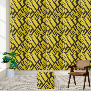 Azulejo De Cerâmica Padrão Geométrico de Abstrato amarelo e preto