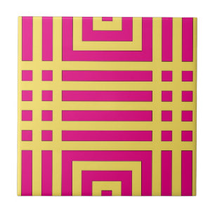 Azulejo De Cerâmica Padrão Geométrico de Abstrato Amarelo e Rosa Trend