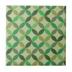 Azulejo De Cerâmica Padrão Geométrico de Círculos Verdes Moderno de Me