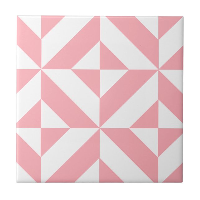 Azulejo De Cerâmica Padrão Geométrico de Deco Cube, de Melão Rosa (Frente)