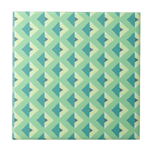 Azulejo De Cerâmica Padrão Geométrico de Diamante Verde e Turquesa