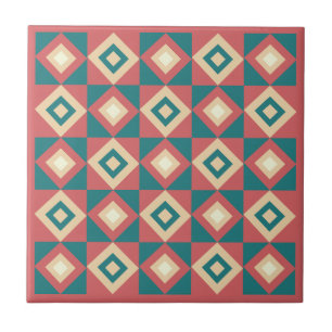 Azulejo De Cerâmica Padrão Geométrico de Ensino Azul