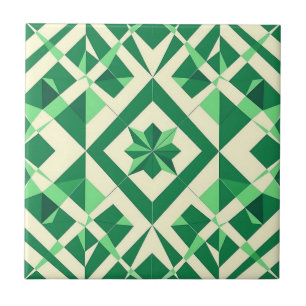 Azulejo De Cerâmica Padrão Geométrico de Estrela Verde Esmeralda