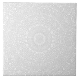Azulejo De Cerâmica Padrão Geométrico de Mandala Branco sobre Branco