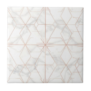 Azulejo De Cerâmica Padrão Geométrico de Mármore em Dourado Rosa