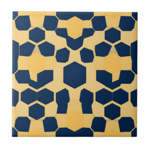 Azulejo De Cerâmica Padrão Geométrico de Mel Hexágono Azul Naval Doura