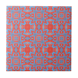 Azulejo De Cerâmica padrão geométrico de mosaico marroquino vermelho a