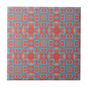 Azulejo De Cerâmica padrão geométrico de mosaico marroquino vermelho-t