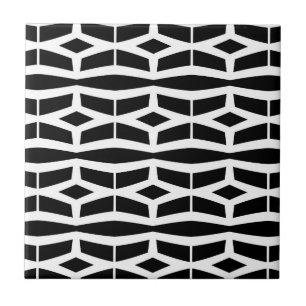 Azulejo De Cerâmica Padrão geométrico de preto e branco