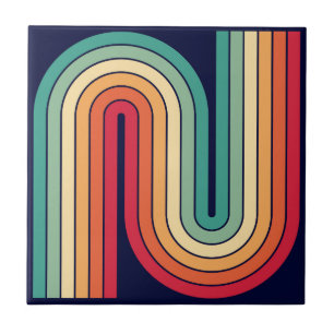 Azulejo De Cerâmica Padrão Geométrico de Stripes com Estilo Retroativo