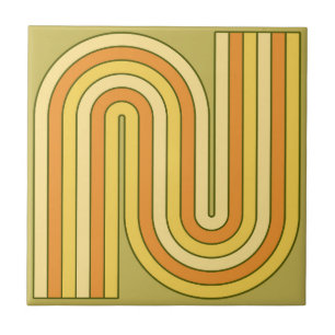 Azulejo De Cerâmica Padrão Geométrico de Stripes com Estilo Retroativo