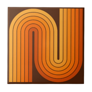 Azulejo De Cerâmica Padrão Geométrico de Stripes com Estilo Retroativo