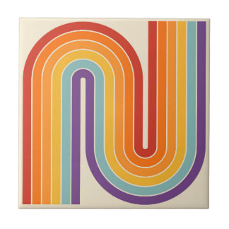 Azulejo De Cerâmica Padrão Geométrico de Stripes com Estilo Retroativo