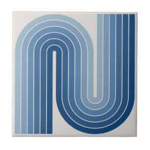 Azulejo De Cerâmica Padrão Geométrico de Stripes com Estilo Retroativo