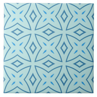 Azulejo De Cerâmica Padrão Geométrico de Traje Azul e Azul Aqua Icy