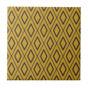 Azulejo De Cerâmica Padrão geométrico dinâmico preto e laranja