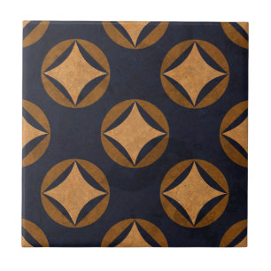 Azulejo De Cerâmica Padrão Geométrico do Abstrato Azul Dourado do Ma