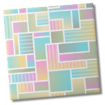 Azulejo De Cerâmica Padrão Geométrico do Arco-Íris do Pastel Cute<br><div class="desc">Azulejo de cerâmica de padrão geométrico Ombre-Arco-Íris de Pasto Cortado. Esse interessante padrão bloqueado por cores apresenta diferentes tons de muitas cores do arco-íris e tem um efeito sombrio e algumas listras percorrendo. Quer queiras usar este azulejo como uma pequena porta copos ou trivit para uma bebida ou prato... ou...</div>