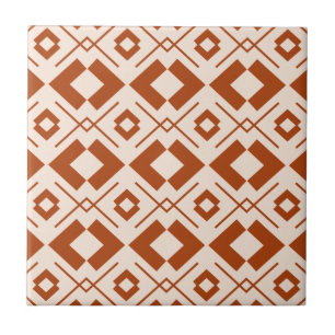 Azulejo De Cerâmica Padrão geométrico do bege e queimado