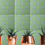 Azulejo De Cerâmica Padrão Geométrico do Boho, Étnico Verde Elegante<br><div class="desc">Design decorativo único e elegante com um padrão sem soldadura feito de formas geométricas em tons de verde e bege.</div>