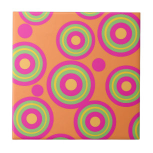 Azulejo De Cerâmica Padrão Geométrico do Círculo Rosa Laranja Hipontic
