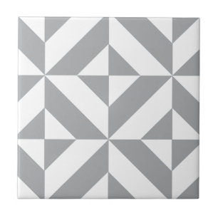 Azulejo De Cerâmica Padrão Geométrico do Deco Cube da Cinza Quente