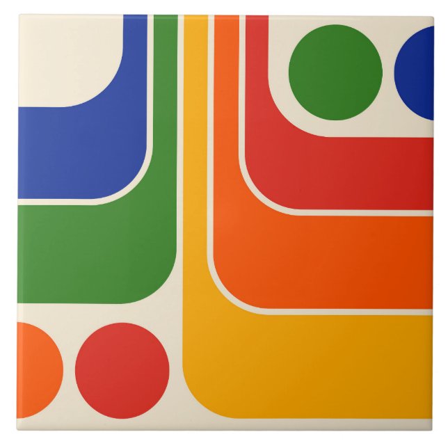 Azulejo De Cerâmica Padrão Geométrico do Estilo de Imagem Retroativa d (Frente)