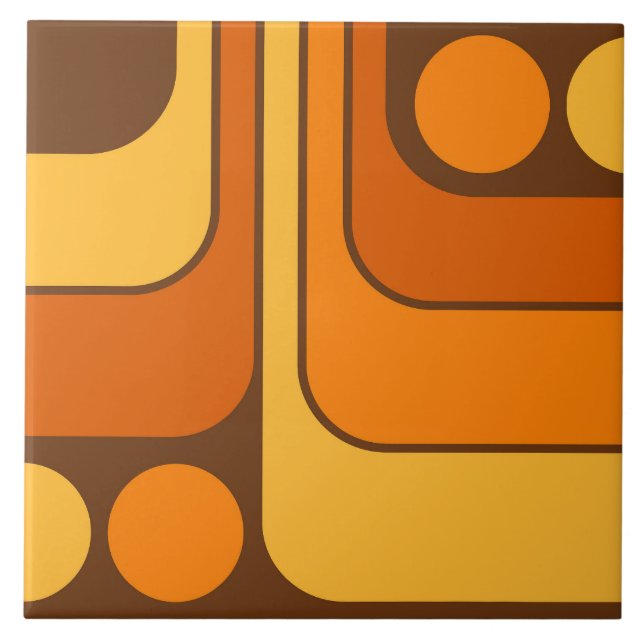 Azulejo De Cerâmica Padrão Geométrico do Estilo de Imagem Retroativa d (Frente)